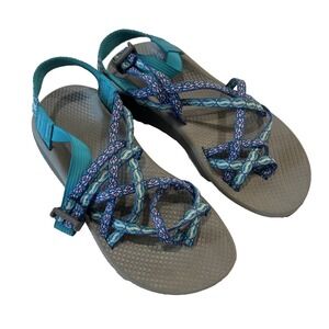 Chaco Teal and Gray Strappy Sport Sandals